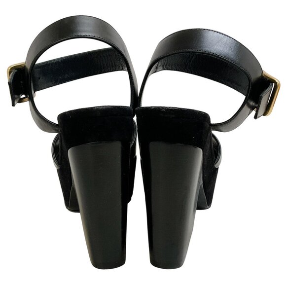 Celine Black Leather / Suede Platform Sandals - Picture 5 of 6
